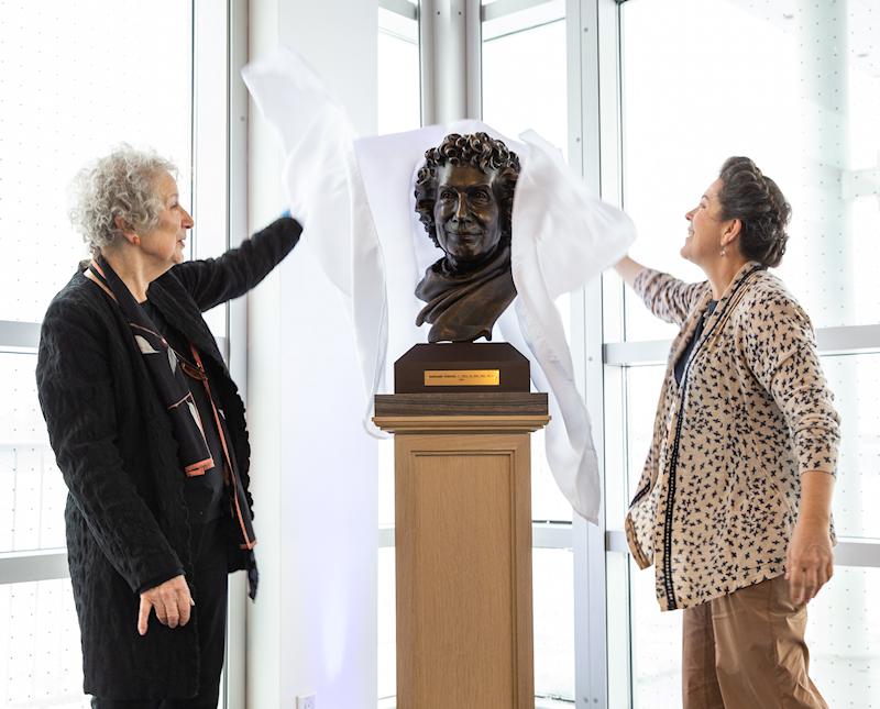 Unveiling Margaret Atwood sculpture